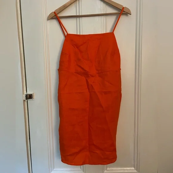 Reformation Wiley Linen Dress Orange Size 6